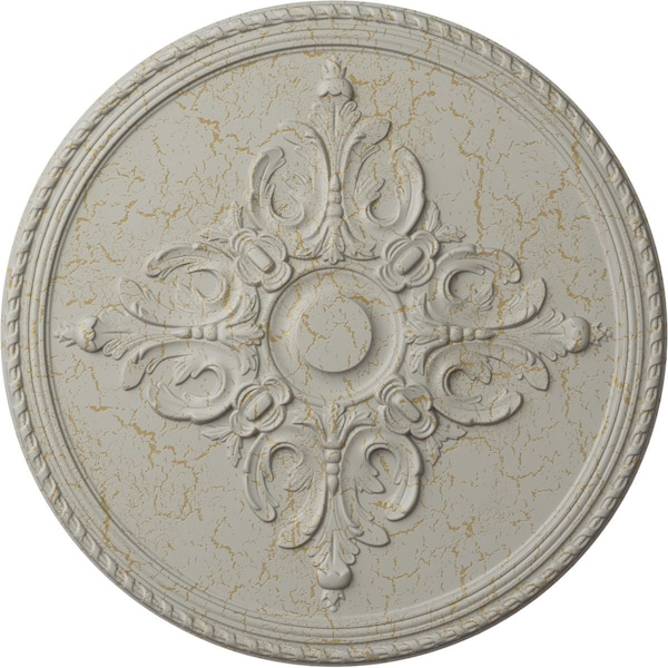 Ekena Millwork Milton Ceiling Medallion (Fits Canopies up to 7 7/8"), 40 5/8"OD x 1 3/4"P, Pot of Cream Crackle CM40MIPCC - main